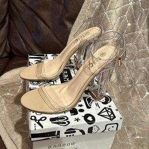 Clear block heel shoes